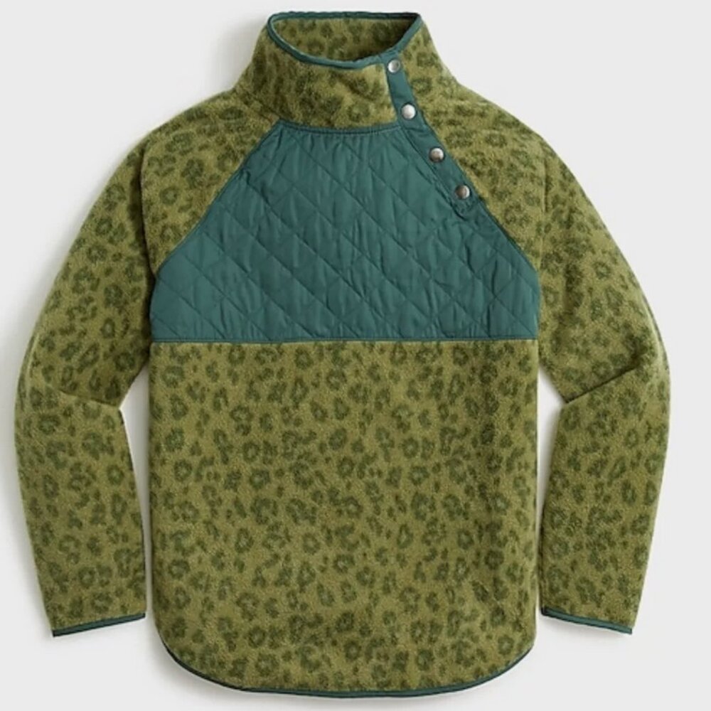 J Crew Women's Quilted Button-Neck Sherpa Tunic XS Fleece Pullover Comfy Warm - Picture 3 of 8